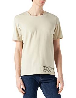 BOSS Herren Identity T-Shirt RN Crew Neck Kurzarm Schlafshirt Pyjama Oberteil, Farbe:Beige, Größe:L, Artikel:-271 Light beige von BOSS