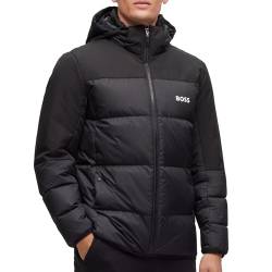 BOSS Herren J Hamar1 Wasserabweisende Regular-Fit Daunenjacke mit Logo-Detail Schwarz XXL von BOSS