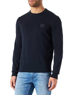 BOSS Herren Kanovano Pullover aus Baumwolle und Kaschmir mit Rundhalsausschnitt und Logo Dunkelblau M von BOSS