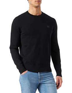 BOSS Herren Kanovano Pullover aus Baumwolle und Kaschmir mit Rundhalsausschnitt und Logo Schwarz S von BOSS