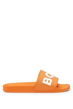 BOSS Herren Kirk Slid In Italien gefertigte Slides mit erhabenem Logo Orange 42 Größe 42 von BOSS