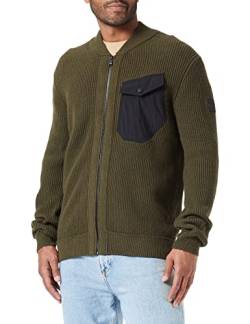 BOSS Herren Kotron Regular-Fit Jacke aus Material-Mix mit Reißverschluss Dunkelgrün S von BOSS