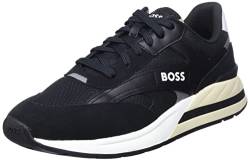 BOSS Herren Kurt Runn Sneakers aus verschiedenen Materialien mit Veloursleder-Details und Schnürung Schwarz 41 Größe 41 von BOSS