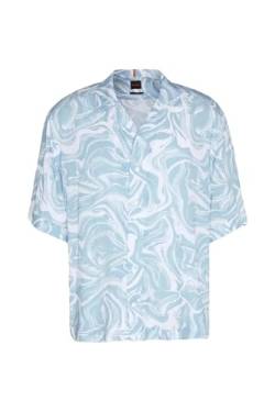 BOSS Herren Lapis 3 Relaxed-Fit Hemd aus Twill mit Allover-Print Hellblau XL von BOSS