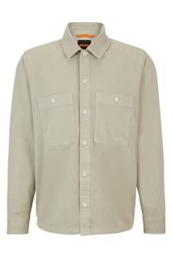 BOSS Herren Locky 1 Oversized Overshirt aus Baumwoll-Twill Hellbeige M von BOSS