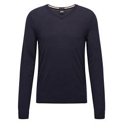 BOSS Herren Melba-P Slim-Fit Pullover aus Schurwolle mit V-Ausschnitt Dunkelblau S von BOSS