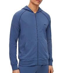 BOSS Herren Mix&Match Jacket H Loungewear-Jacke aus Stretch-Baumwolle mit Kapuze und Logo-Stickerei Hellblau L von BOSS