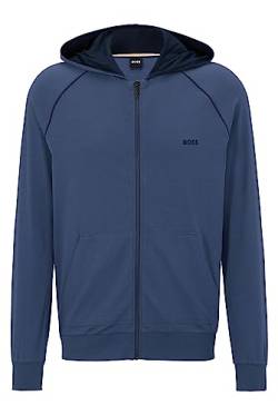 BOSS Herren Mix&Match Jacket H Loungewear-Jacke aus Stretch-Baumwolle mit Kapuze und Logo-Stickerei Hellblau M von BOSS