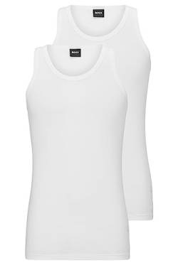 BOSS Herren Modern Tank Tops Unterhemden Cotton Stretch Slim Fit 2er Pack, Farbe:Weiß, Artikel:-100 White, Wäschegröße:L von BOSS