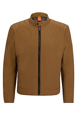 BOSS Herren Ocasey Slim-Fit Bikerjacke aus wasserabweisendem Canvas Hellbeige 54 von BOSS