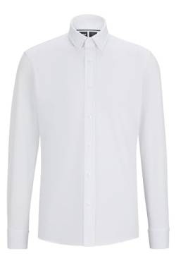 BOSS Herren P-JOE-BD-C1-222 Regular-Fit Jersey-Hemd aus Strukturiertem Baumwoll-Mix Weiß 40 von BOSS