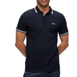 BOSS Herren Paddy Poloshirt aus Baumwoll-Piqué mit Kontrast-Logo Dunkelblau S von BOSS