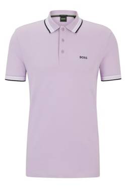 BOSS Herren Paddy Poloshirt aus Baumwoll-Piqué mit Kontrast-Logo Flieder XL von BOSS