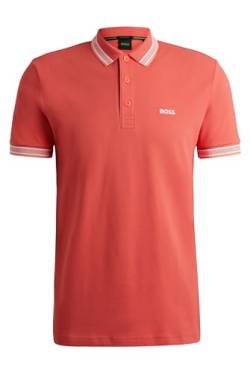 BOSS Herren Paddy Poloshirt aus Baumwoll-Piqué mit Kontrast-Logo Hellrot XXL von BOSS