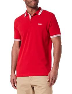 BOSS Herren Paddy Poloshirt aus Baumwoll-Piqué mit Kontrast-Logo Rot XL von BOSS