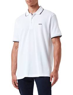 BOSS Herren Paddy Poloshirt aus Baumwoll-Piqué mit Kontrast-Logo Weiß L von BOSS