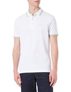 BOSS Herren Paddy Poloshirt aus Bio-Baumwolle mit kontrastfarbenen Logo-Details Weiß S von BOSS