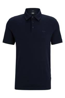 BOSS Herren Palosh 30 Slim-Fit Poloshirt mit gummiertem Logo-Print Dunkelblau M von BOSS