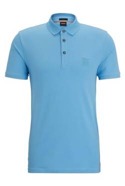 BOSS Herren Passenger Slim-Fit Poloshirt aus Stretch-Baumwolle mit Logo-Aufnäher Hellblau XXL von BOSS