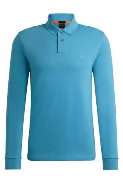 BOSS Herren Passerby Slim-Fit Poloshirt aus Stretch-Baumwolle mit Logo-Aufnäher Hellblau L von BOSS