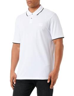 BOSS Herren Passertip Slim-Fit Poloshirt aus gewaschenem elastischem Baumwoll-Piqué Weiß L von BOSS