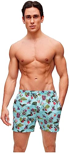 BOSS Herren Piranha Badeshorts mit Blumen-Print und Logo-Detail Hellgrün S von BOSS