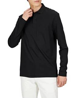 BOSS Herren Pirol Longsleeve-Poloshirt aus Interlock-Baumwolle mit tonalem Logo Schwarz M von BOSS