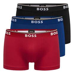 BOSS Herren Power Boxer Trunks Unterhosen Cotton Stretch 3er Pack, Farbe:Mehrfarbig, Wäschegröße:L, Artikel:-962 Black/Blue/red von BOSS