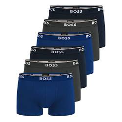 BOSS Herren Power Boxer Trunks Unterhosen Cotton Stretch 6er Pack, Farbe:Mehrfarbig, Wäschegröße:L, Artikel:-487 Blue/Navy/Grey von BOSS