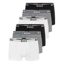 BOSS Herren Power Boxer Trunks Unterhosen Cotton Stretch 6er Pack, Farbe:Mehrfarbig, Wäschegröße:L, Artikel:-999 Black/White/Grey von BOSS