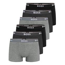 BOSS Herren Power Boxer Trunks Unterhosen Cotton Stretch 6er Pack, Farbe:Mehrfarbig, Wäschegröße:S, Artikel:-061 Black/Anthracite/Grey von BOSS