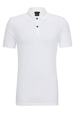 BOSS Herren Prime Slim-Fit Poloshirt aus Baumwoll-Piqué Weiß L von BOSS