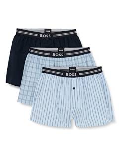 BOSS Herren Pyjama-Shorts Webboxer Unterhose Boxer Shorts 3er Pack, Farbe:Blau, Größe:XL, Artikel:-465 Open Blue von BOSS
