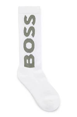 BOSS Herren QS Rib Logo CC Kurze Socken mit kontrastfarbenem Logo Weiß 39-42 von BOSS