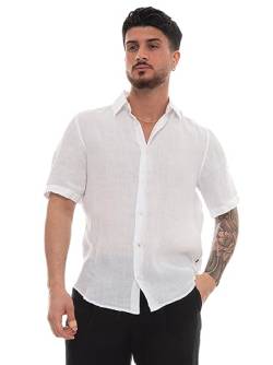 BOSS Herren Rash 2 Regular-Fit Hemd aus Leinen-Canvas Weiß XL von BOSS