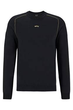 BOSS Herren Roldi Regular-Fit Pullover mit Capsule-Artwork und Kettenstichen Schwarz L von BOSS