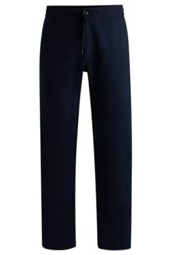 BOSS Herren Sanderson-L Tapered-Fit Hose aus Leinen-Mix Dunkelblau 50 von BOSS