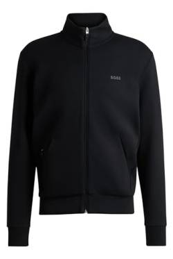 BOSS Herren Skaz Sweatjacke aus Stretch-Baumwolle mit Reißverschluss und Logo-Print Schwarz M von BOSS