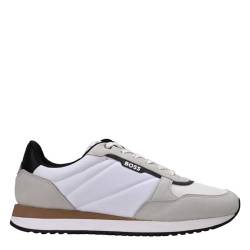 BOSS Herren Sneaker Freizeitschuh Schnürschuh Turnschuh Halbschuh Kai Runn, Farbe:Weiß, Schuhgröße:EUR 43, Artikel:-121 Open White von BOSS