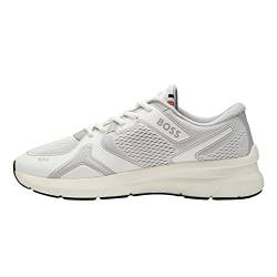 BOSS Herren Sneaker Owen Runn Freizeitschuh Schnürschuh Turnschuh Halbschuh, Farbe:Weiß, Schuhgröße:EUR 46, Artikel:-100 White von BOSS