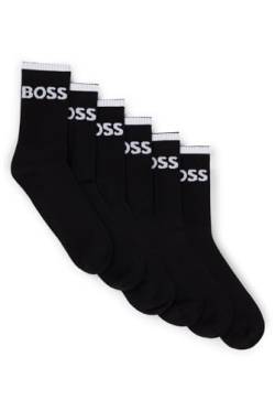 BOSS Herren Socken QS Stripe CC Crew Socks 6 Paar, Farbe:Schwarz, Größe:43-46, Artikel:-001 black von BOSS