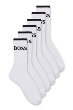 BOSS Herren Socken QS Stripe CC Crew Socks 6 Paar, Farbe:Weiß, Größe:39-42, Artikel:-100 white von BOSS