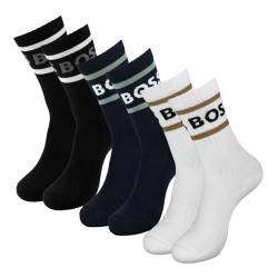 BOSS Herren Sportsocken Tennissocken Crew Socks Finest Soft Cotton 3 Paar, Farbe:Mehrfarbig, Größe:39-42, Artikel:-966 black/white/navy von BOSS