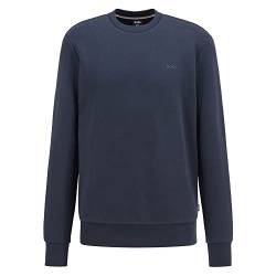 BOSS Herren Stadler 92 Sweatshirt aus Baumwoll-Terry mit gummiertem Logo-Print Dunkelblau S von BOSS