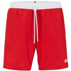 BOSS Herren Starfish Badeshorts aus recyceltem Material mit Kontrast-Logo Light/Pastel Red630, L von BOSS