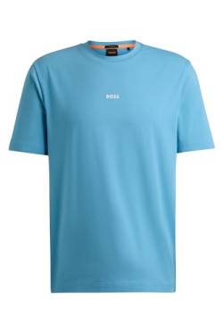 BOSS Herren TChup Relaxed-Fit T-Shirt aus Stretch-Baumwolle mit Logo-Print Hellblau M von BOSS