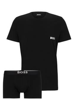 BOSS Herren TShirtRN+Trunk Gift Unterwäsche-Set aus Baumwoll-Jersey mit T-Shirt und Boxershorts - Geschenk-Set Schwarz L von BOSS