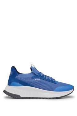 BOSS Herren TTNM EVO Slon TTNM EVO Sock-Sneakers mit gestricktem Obermaterial und Fischgrät-Sohle Hellblau 45 Größe 45 von BOSS