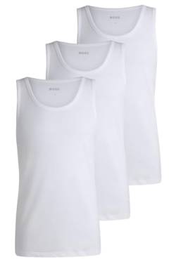 BOSS Herren Tank Top 3P Classic Dreier-Pack Unterhemden aus Baumwolle mit Logo-Stickerei Weiß XS von BOSS