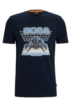 BOSS Herren TeEnter T-Shirt aus Baumwoll-Jersey mit saisonalem Logo-Artwork Dunkelblau M von BOSS